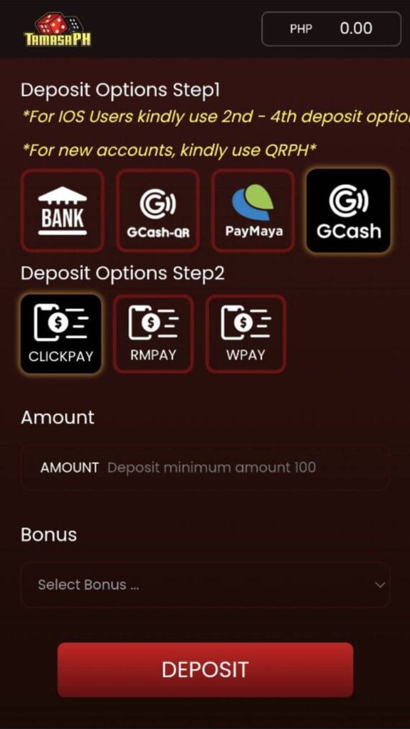 TamasaPH Casino APP: Deposit